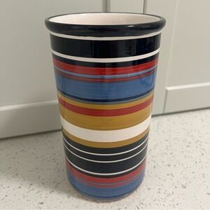Vintage LIVING ART “Firenze” Multi-Colour Striped Vase Handpainted Australia 8”